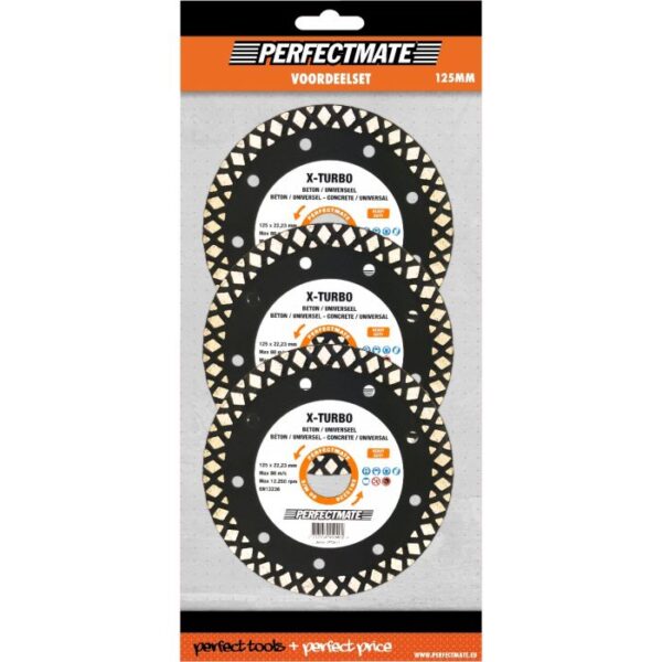 Perfectmate X-Turbo 3-in-1 voordeelset 125mm universeel en beton