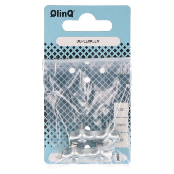 QlinQ duplex staaldraadklem 3mm verzinkt; 2 per verp