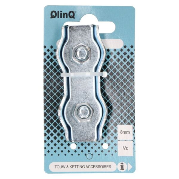 QlinQ duplex staaldraadklem 8mm verzinkt