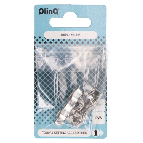 QlinQ duplex staaldraadklem 3mm rvs