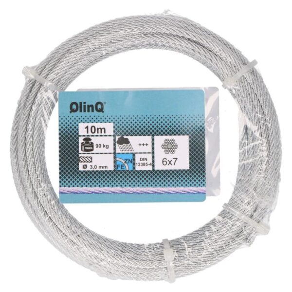 QlinQ staaldraad 3mm verzinkt; rol van 10mtr