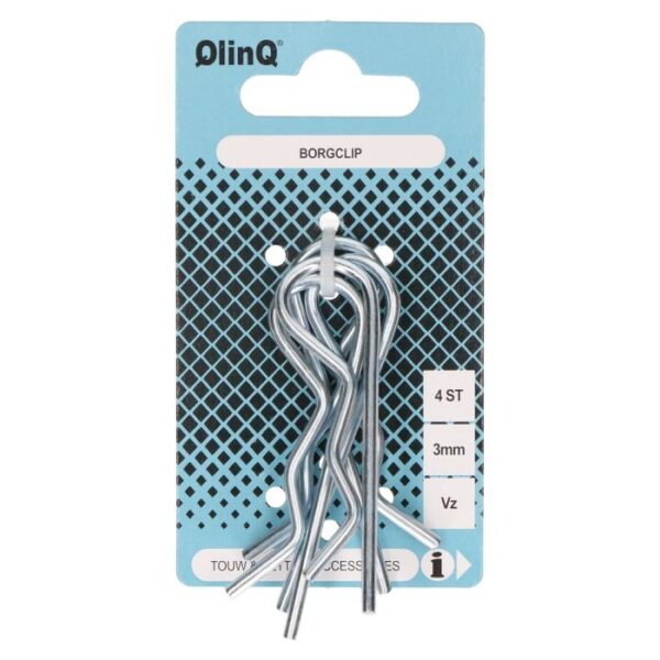 QlinQ borgclip 3mm enkel verzinkt; 4 per verp