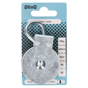 QlinQ katrol 50mm verzinkt met draaihaak