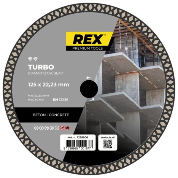 productafbeelding_54584_11.jpg REX Turbo diamantzaagblad 125mm asgat 22.23mm voor beton