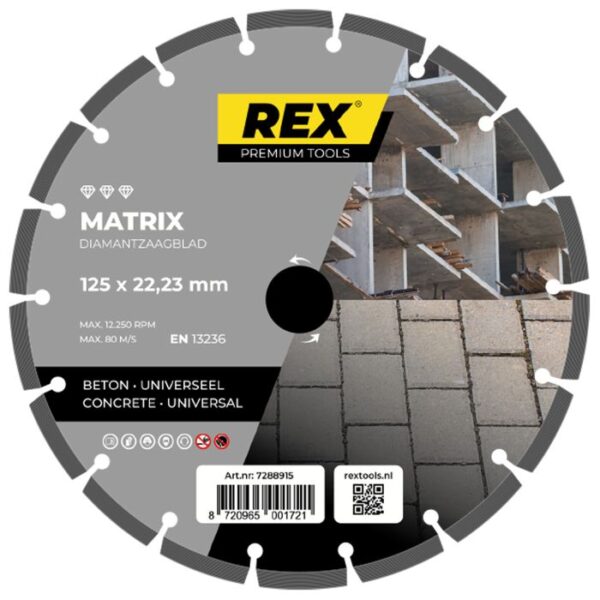productafbeelding_54591_11.jpg REX Matrix diamantzaagblad 125mm asgat 22.23mm universeel/beton