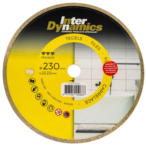 InterDynamics Tegel Premium diamantzaagblad 230mm, 22.23mm