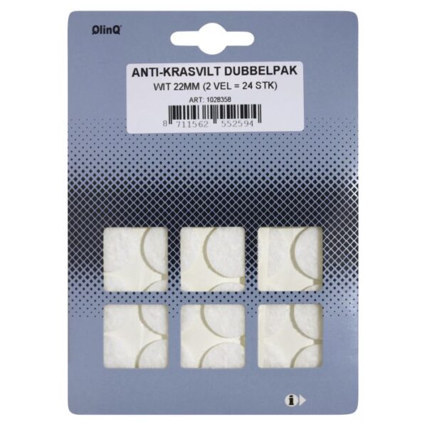 productafbeelding_77_12.jpg QlinQ zelfklevend anti-krasvilt Ø22mm wit; 2 vel met 12 stuks