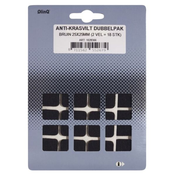 productafbeelding_85_12.jpg QlinQ zelfklevend anti-krasvilt 25x25mm bruin; 2 vel met 9 stuks